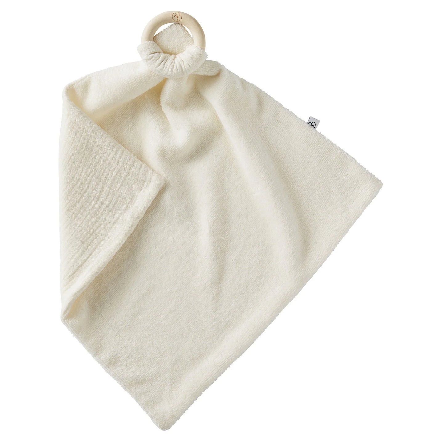 Doudou bi-matière avec anneau de dentition PERSONNALISÉ - Mousse de lait