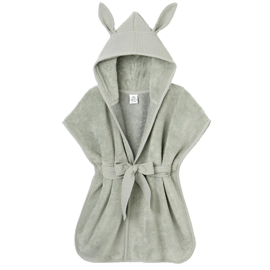 Peignoir personnalisé bambou et gaze de coton - Vert de gris