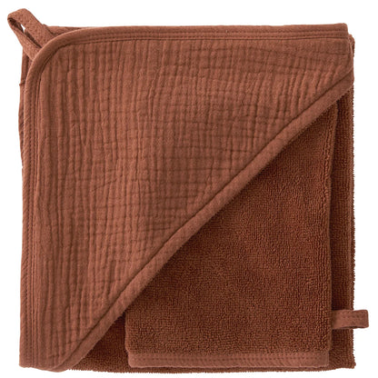 Cape de bain PERSONNALISÉE & gant en bambou & gaze - Toffee